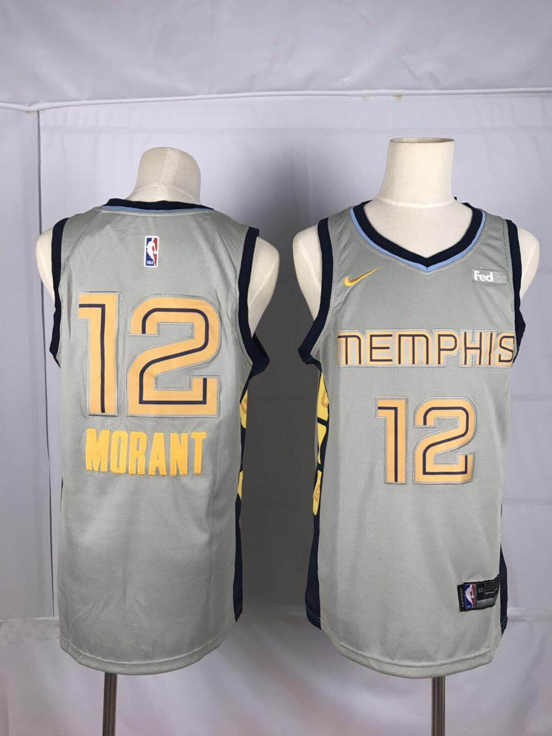 Men Memphis Grizzlies #12 Morant Grey Nike NBA Jerseys